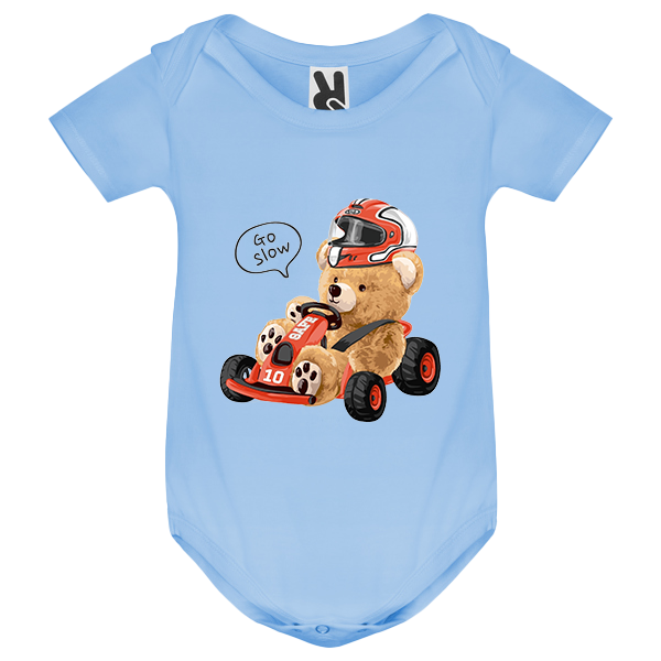 Eco-Friendly Karting Bear Baby Bodysuit