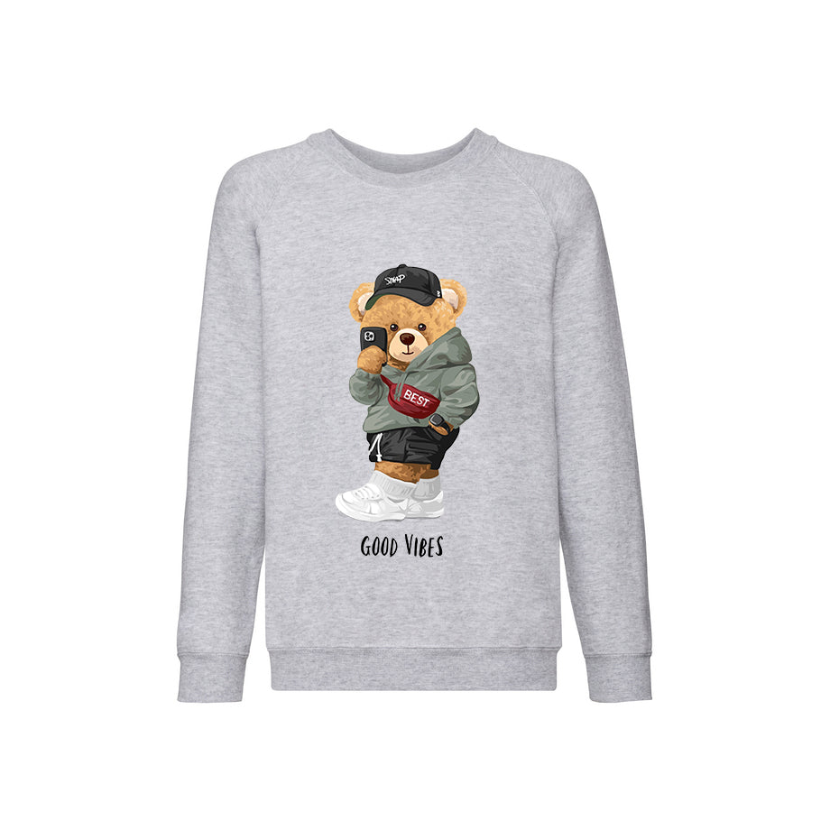 Eco-Friendly Good Vibes Bear Kids Sweater