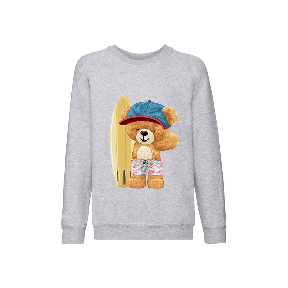 Eco-Friendly Surfing Bear Kids Sweater