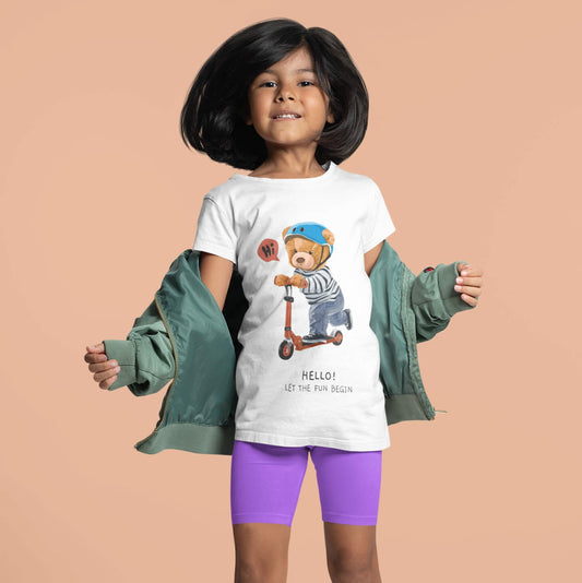 Eco-Friendly Scooter Bear Kids T-shirt