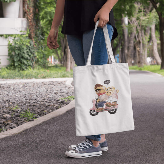 Eco Tote Bag Scooter Bear