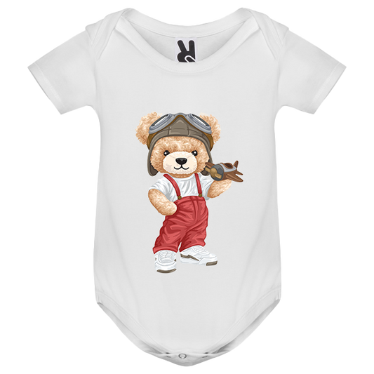 Eco-Friendly Pilot Bear Baby Bodysuit