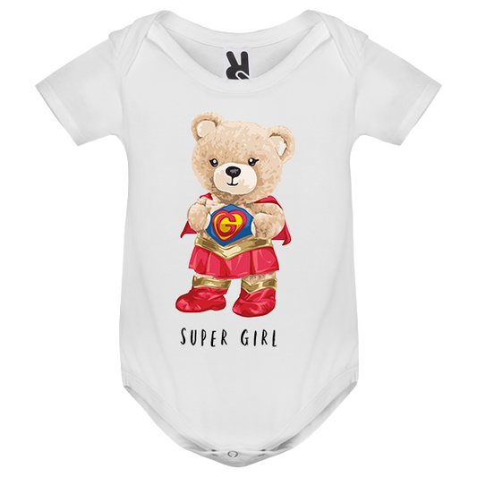 Eco-Friendly Supergirl Bear Baby Bodysuit