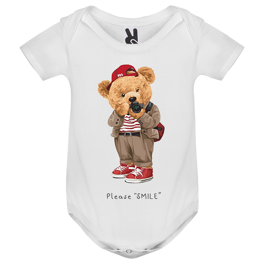 Eco-Friendly Camera Bear Baby Bodysuit