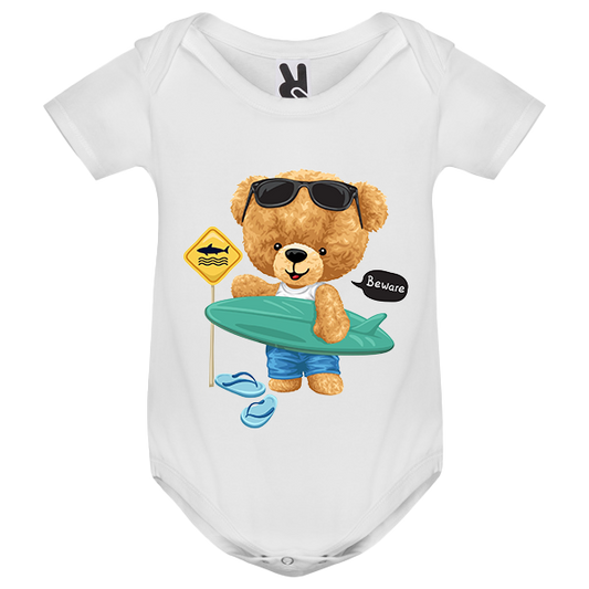 Eco-Friendly Surf Bear Baby Bodysuit