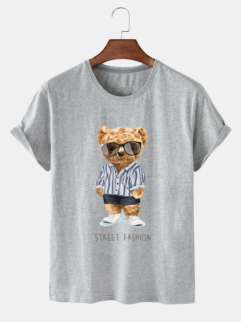 Eco-Friendly Street Fashion Bear T-shirt